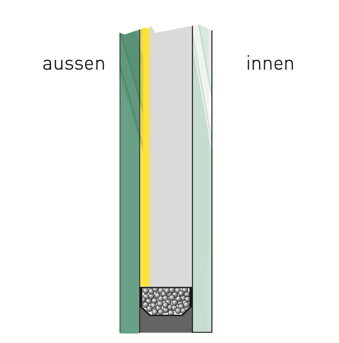 Eingefärbtes und beschichtetes Glas
